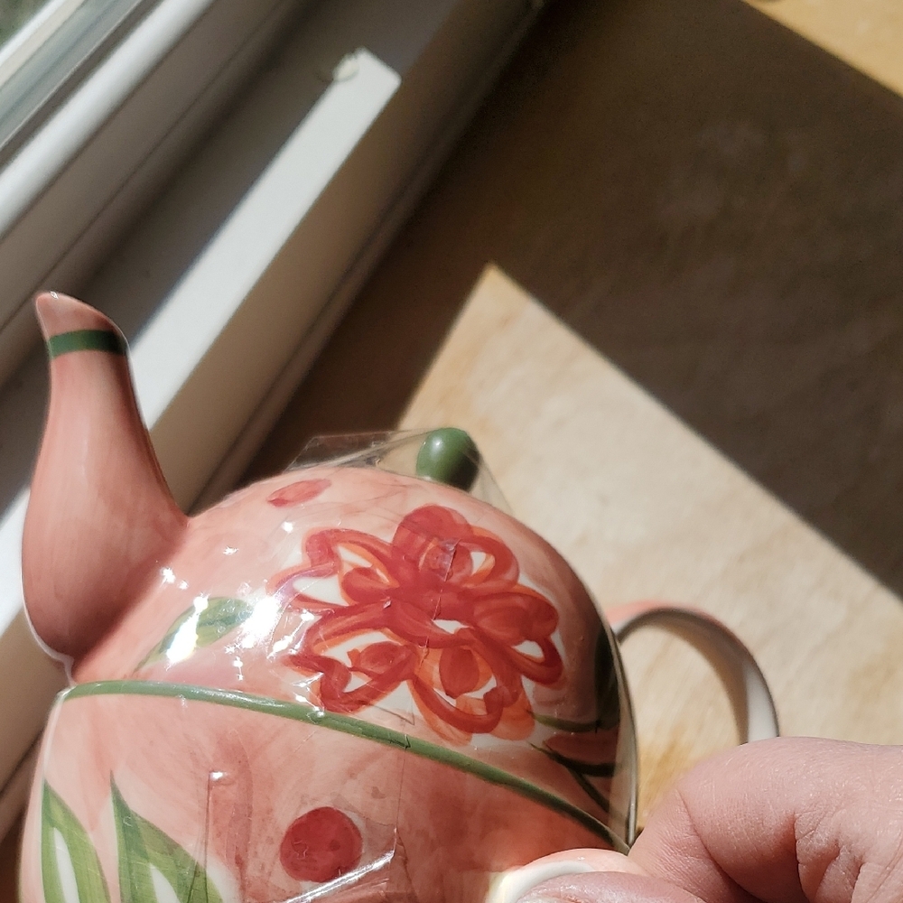 April Cornell Pink and Green Floral Teapot - Picture 4 of 5